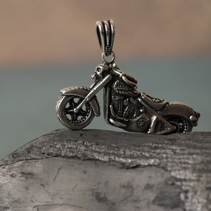 Oxidised Motorbike 925 Silver Pendant