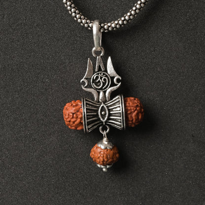 Trishul Om Rudraksha 925 Silver Pendant