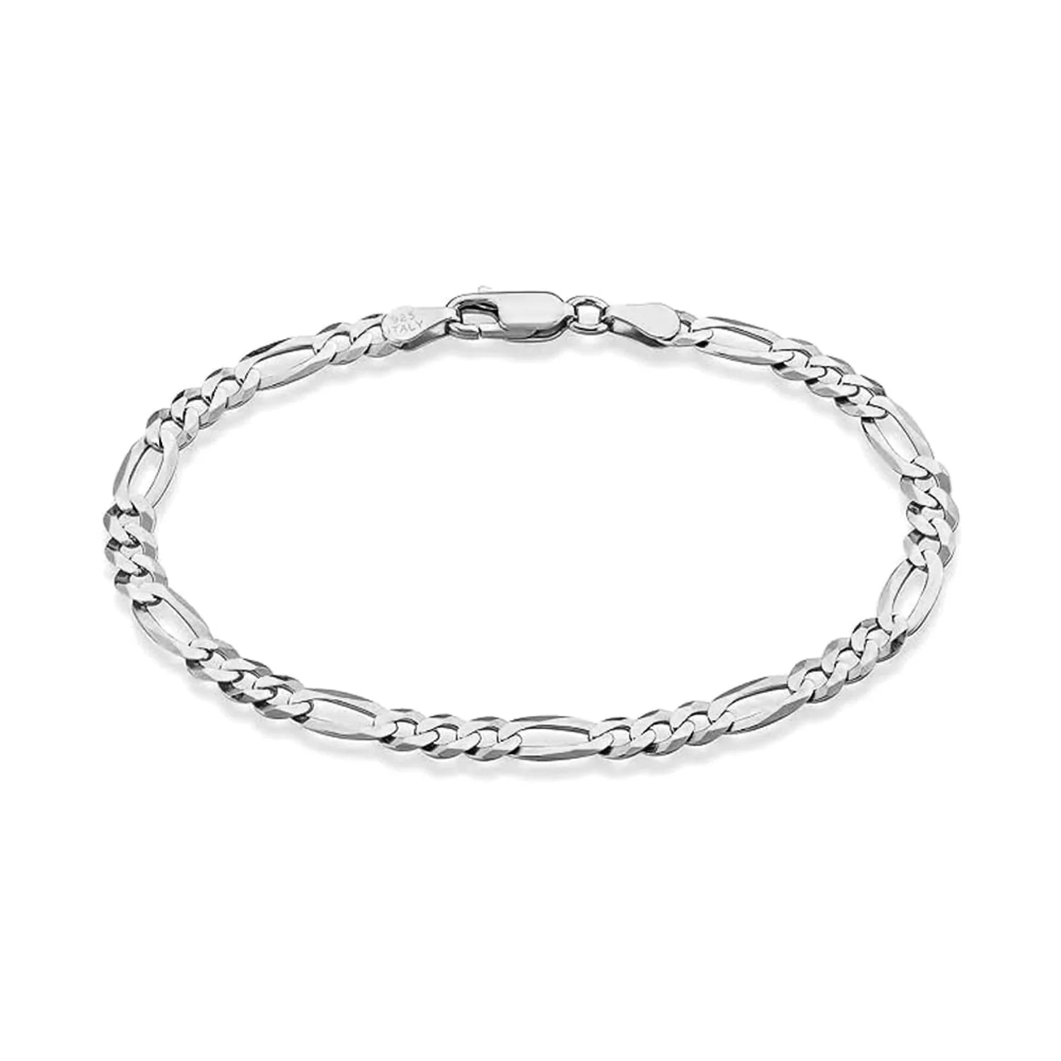 Italian Diamond - Cut Figaro Link Chain Bracelet