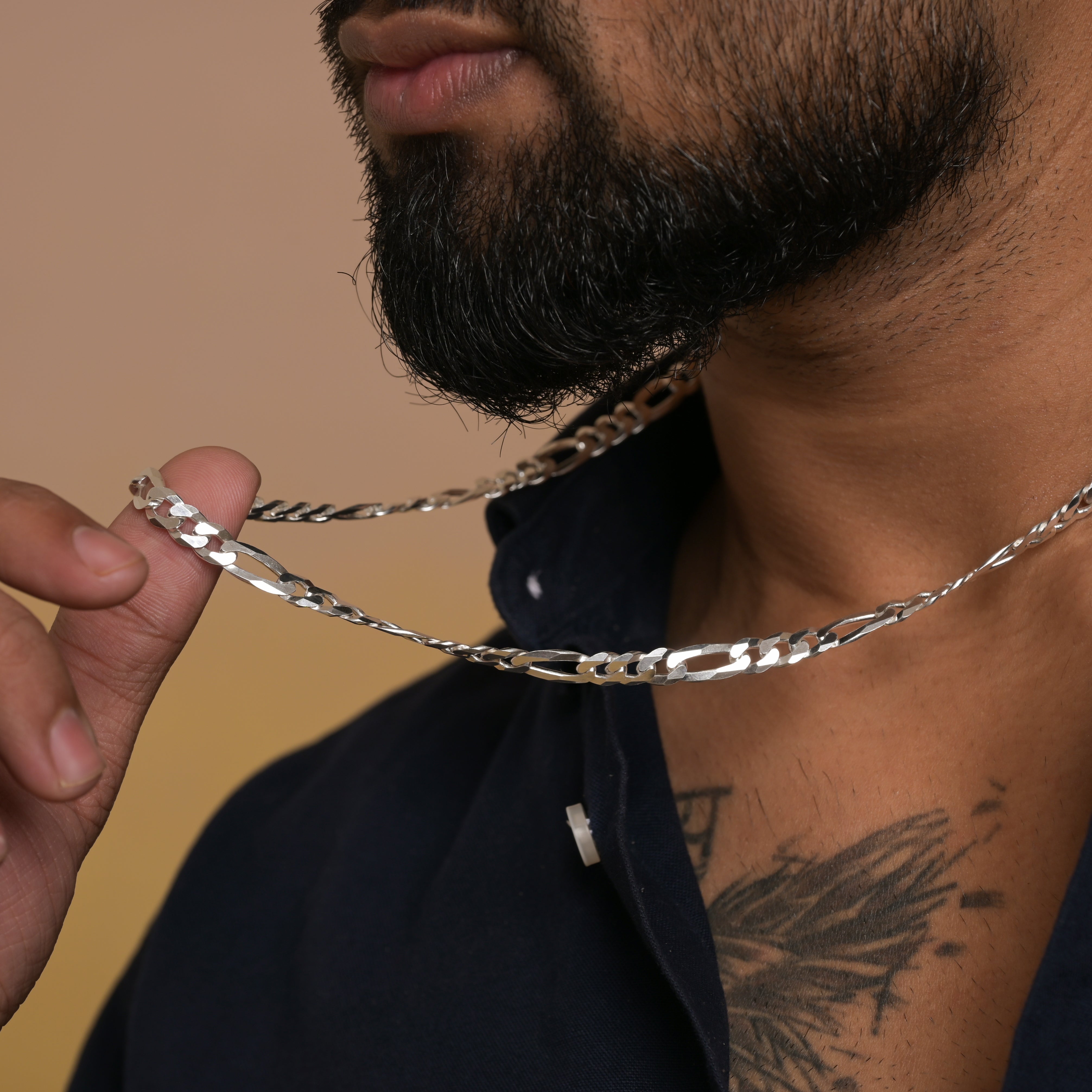 925 Sterling Silver Solid Figaro Neck Chain