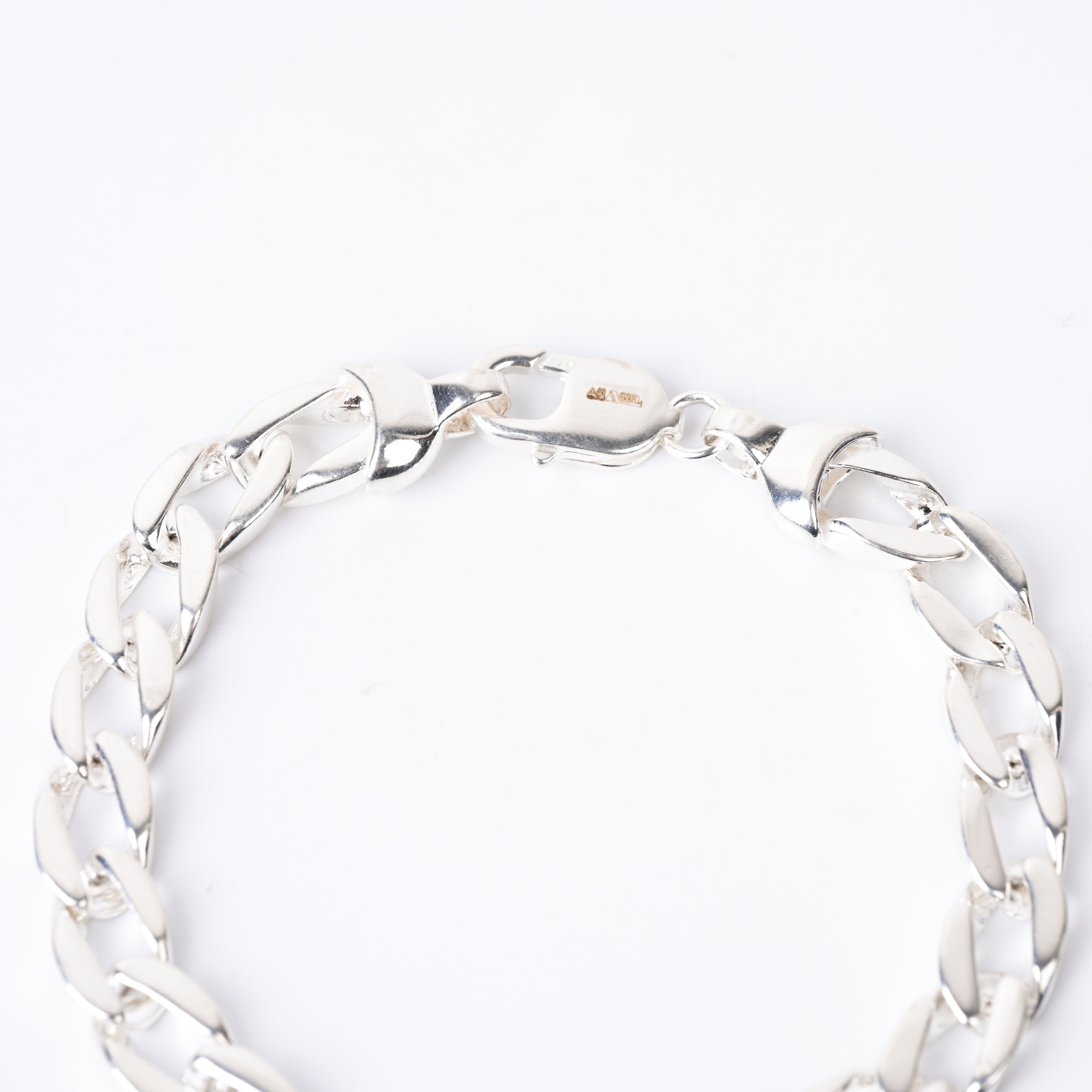 925 Sterling Silver White Curb Chain Bracelet