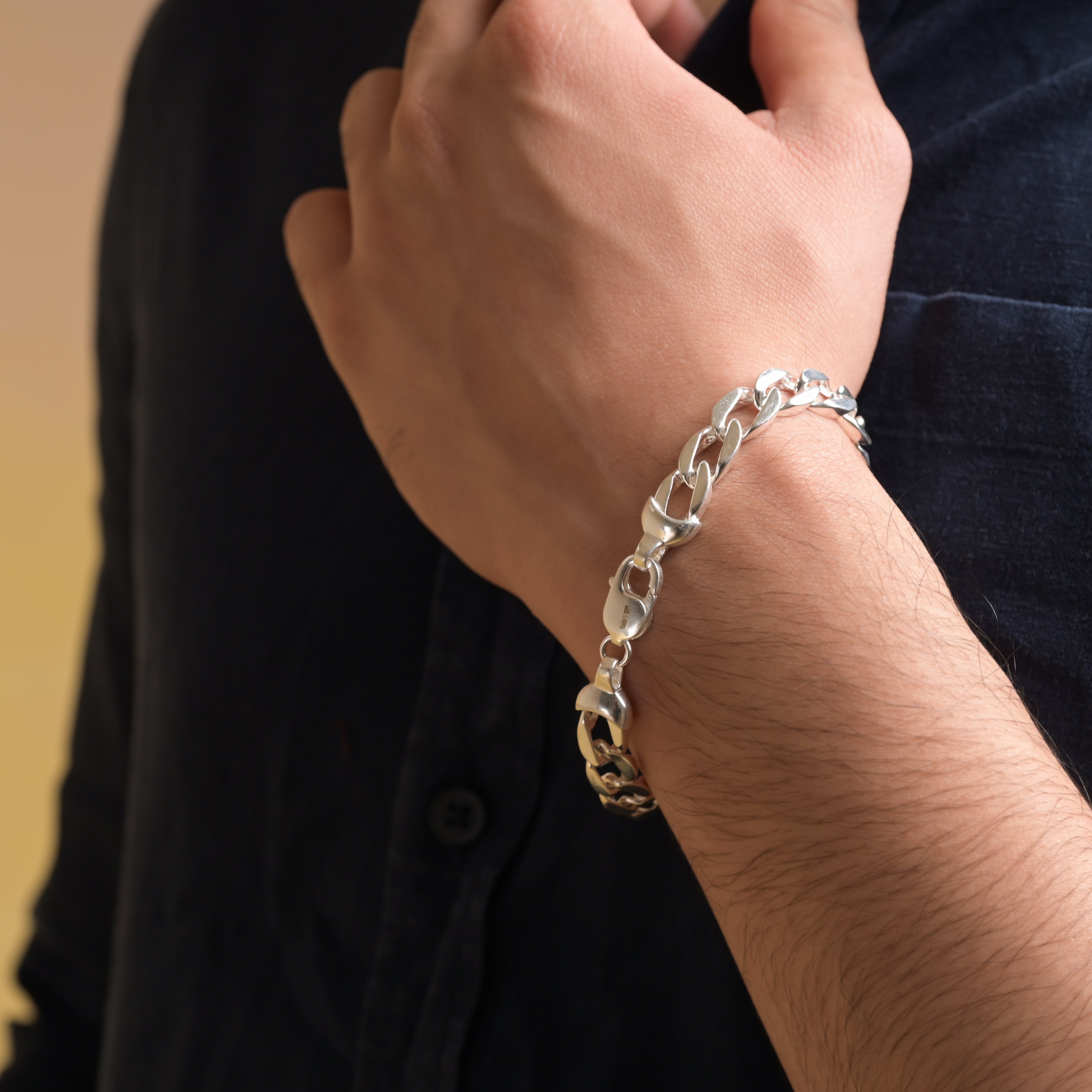 925 Sterling Silver White Curb Chain Bracelet