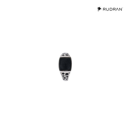 Black Onyx Square Stone 925 Silver Ring