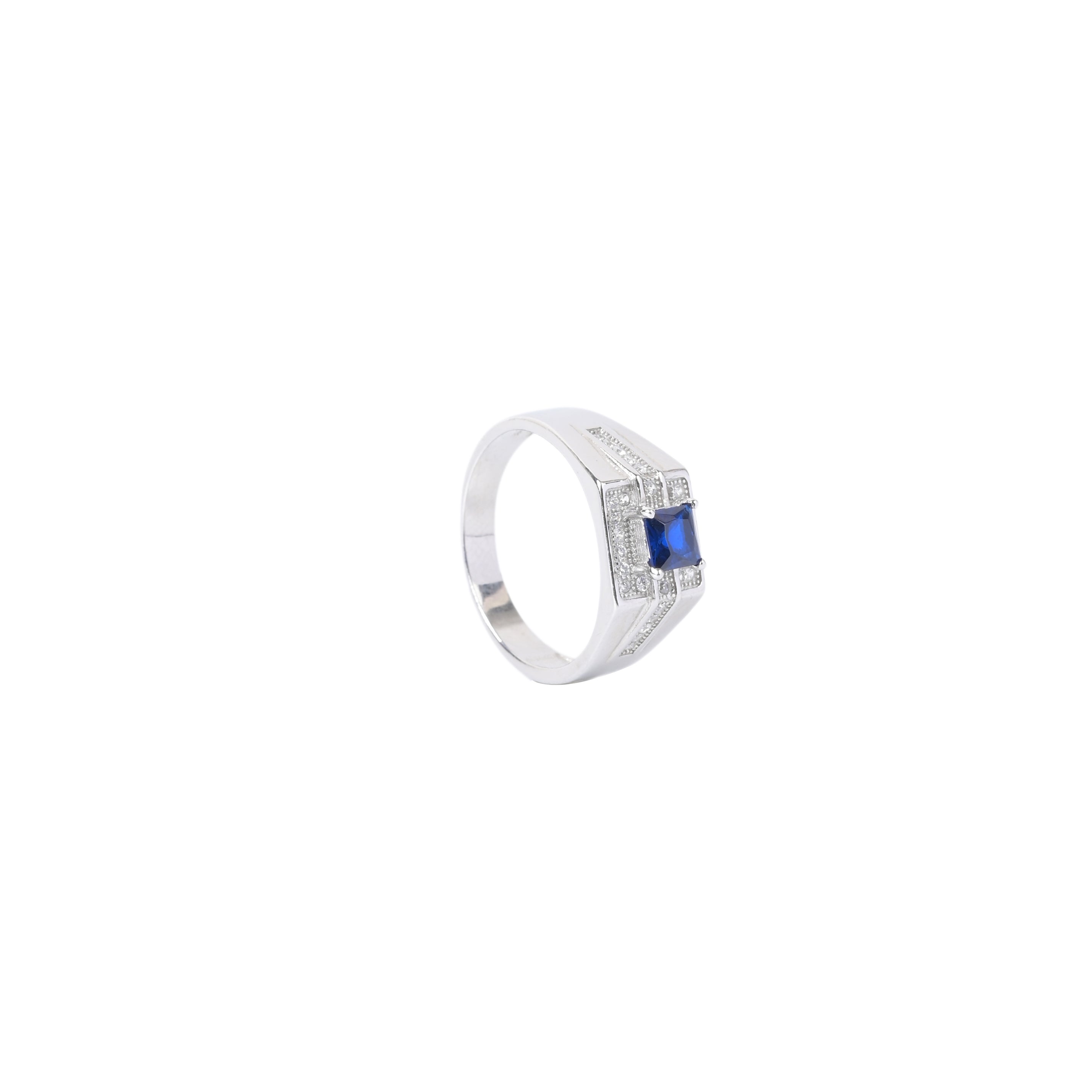 Blue Sapphire Radiance CZ Silver Ring