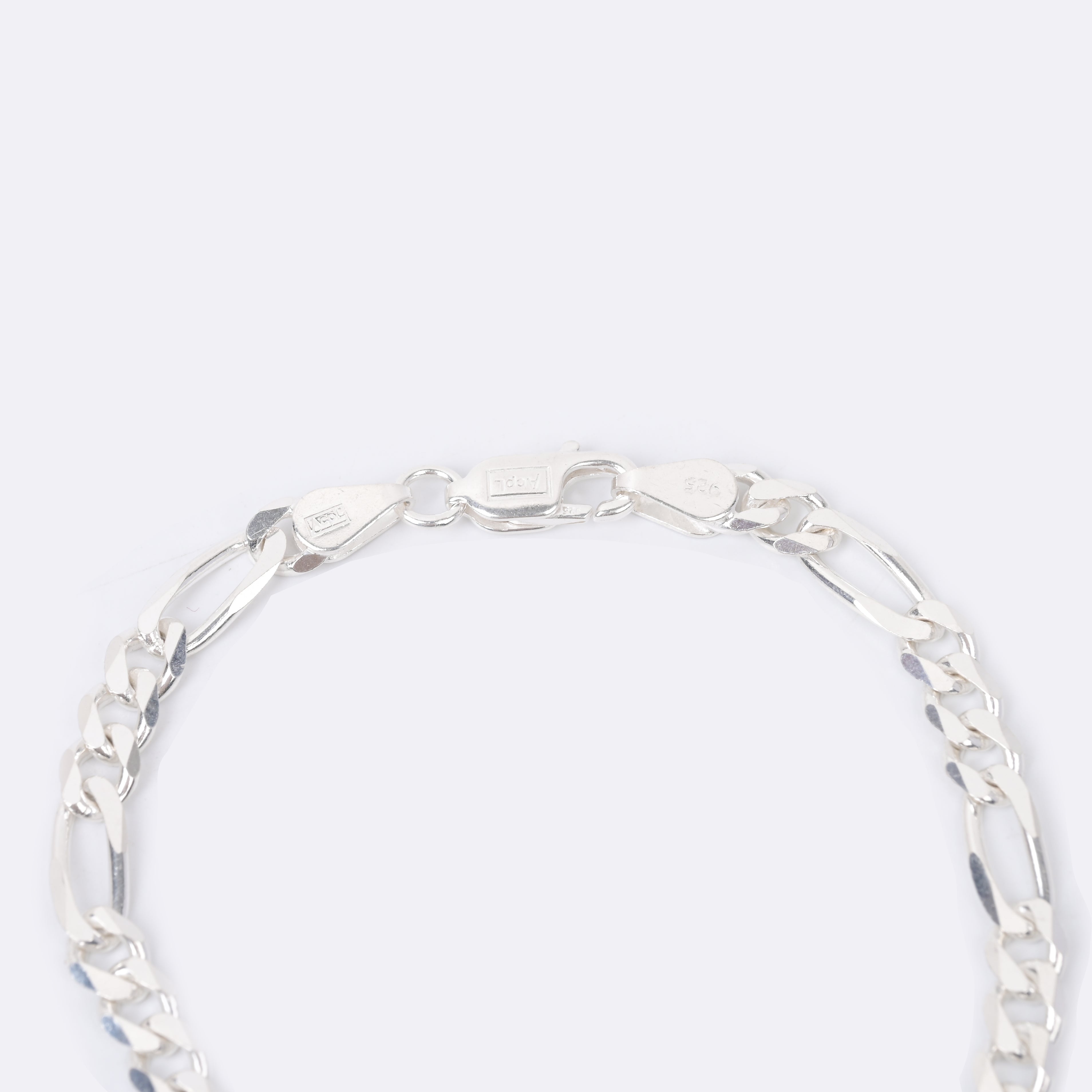 Bold Figaro Link Chain 925 Silver Bracelet