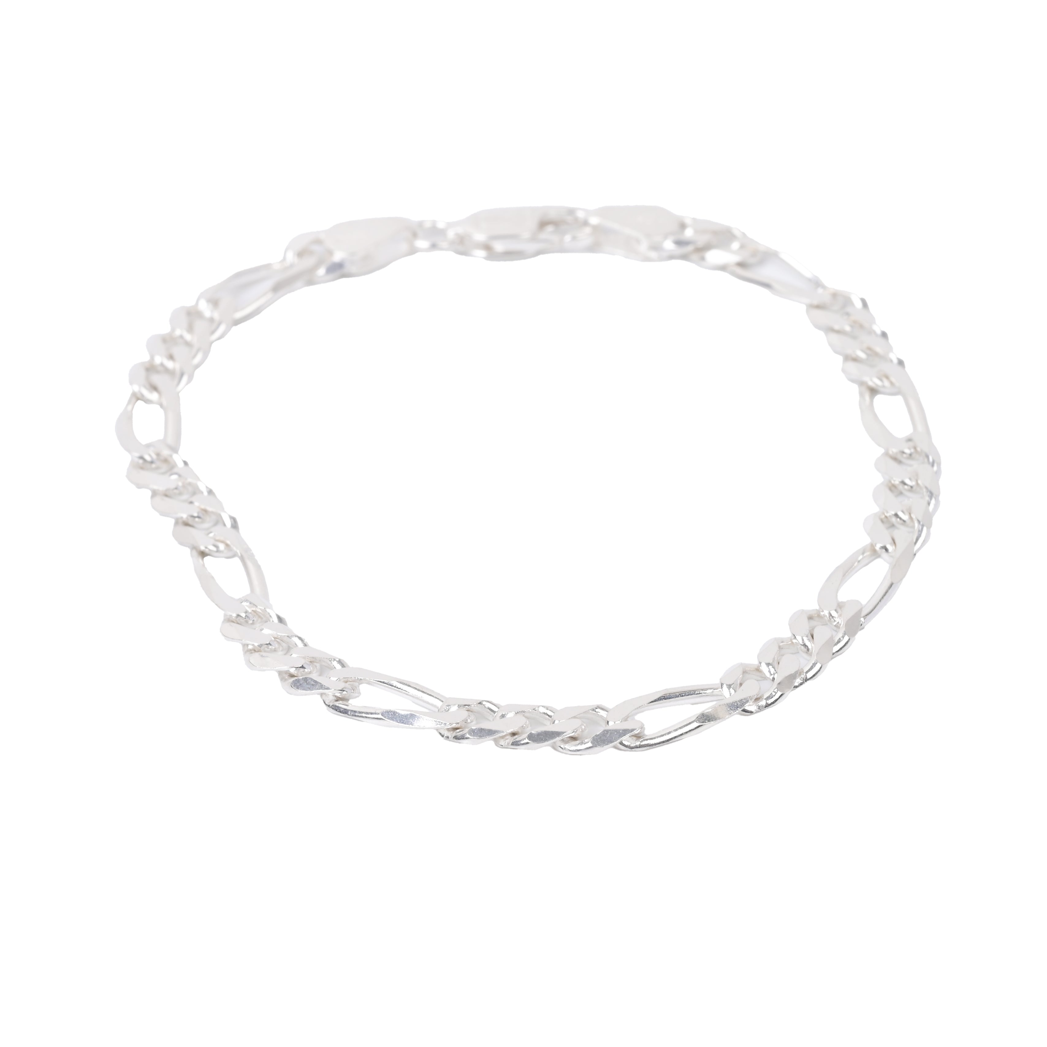 Bold Figaro Link Chain 925 Silver Bracelet