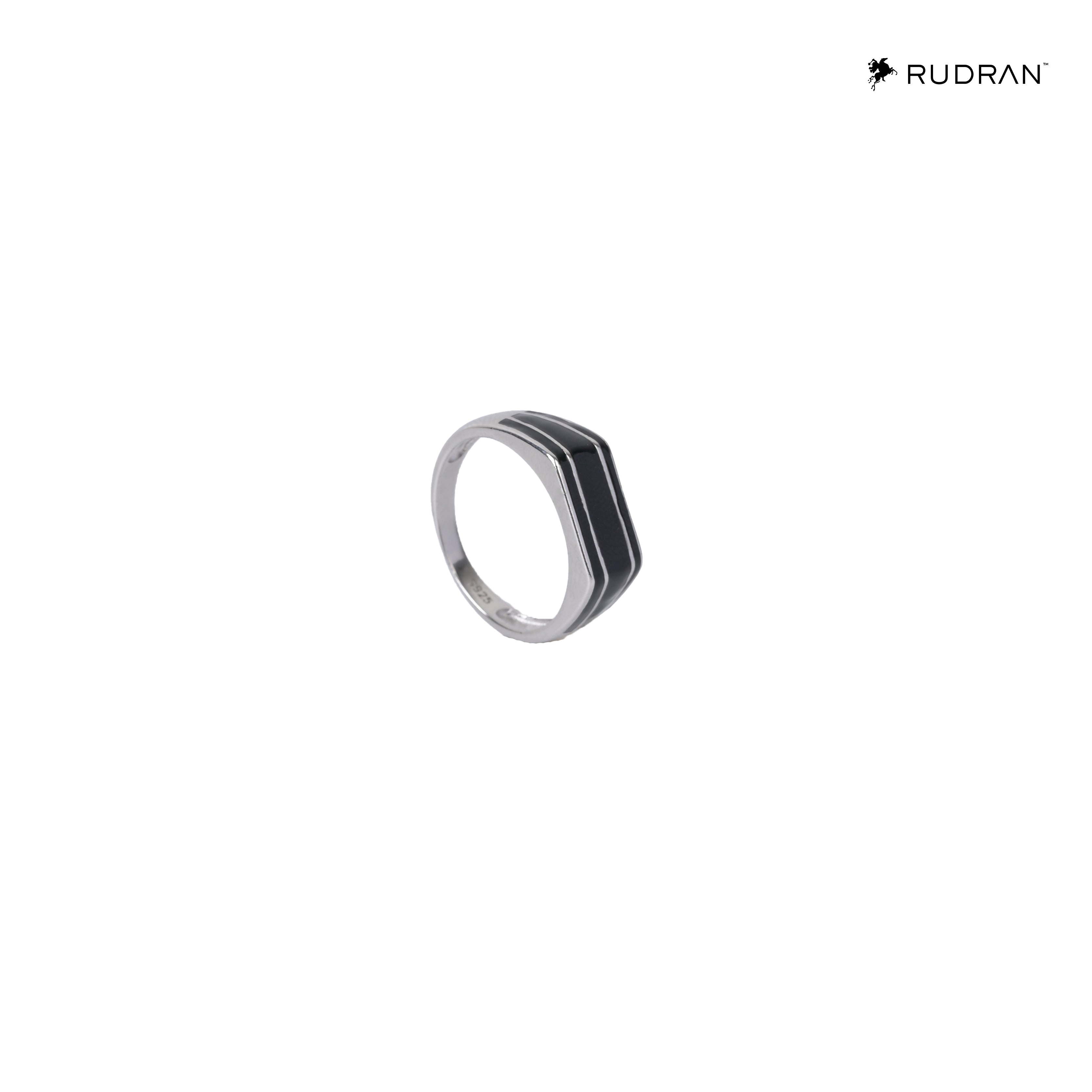 Eclipse Black Enamel 925 Silver Ring