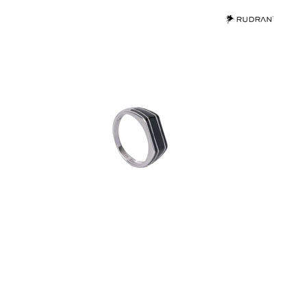 Eclipse Black Enamel 925 Silver Ring