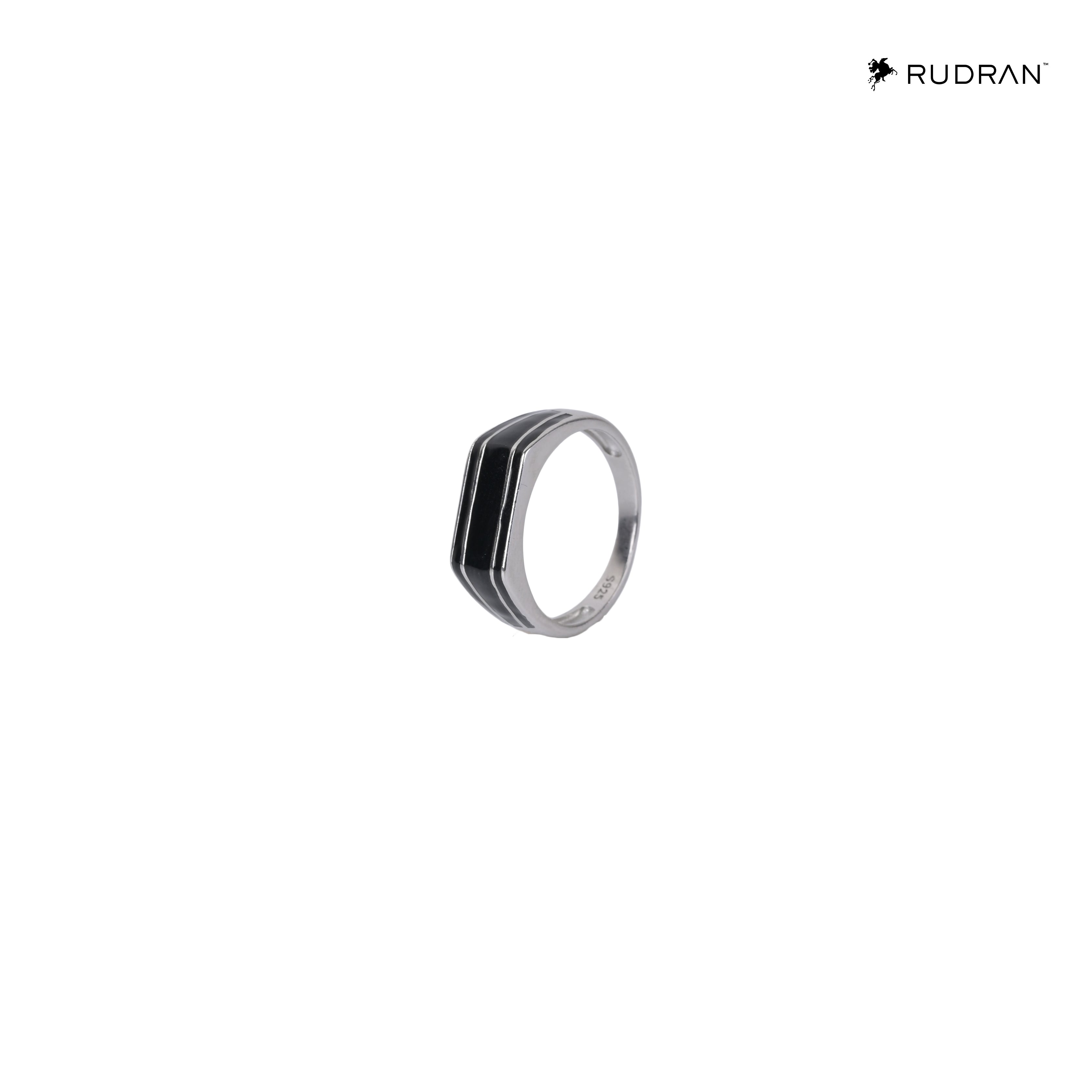 Eclipse Black Enamel 925 Silver Ring