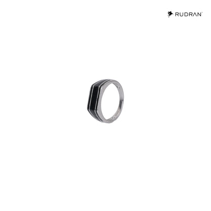 Eclipse Black Enamel 925 Silver Ring