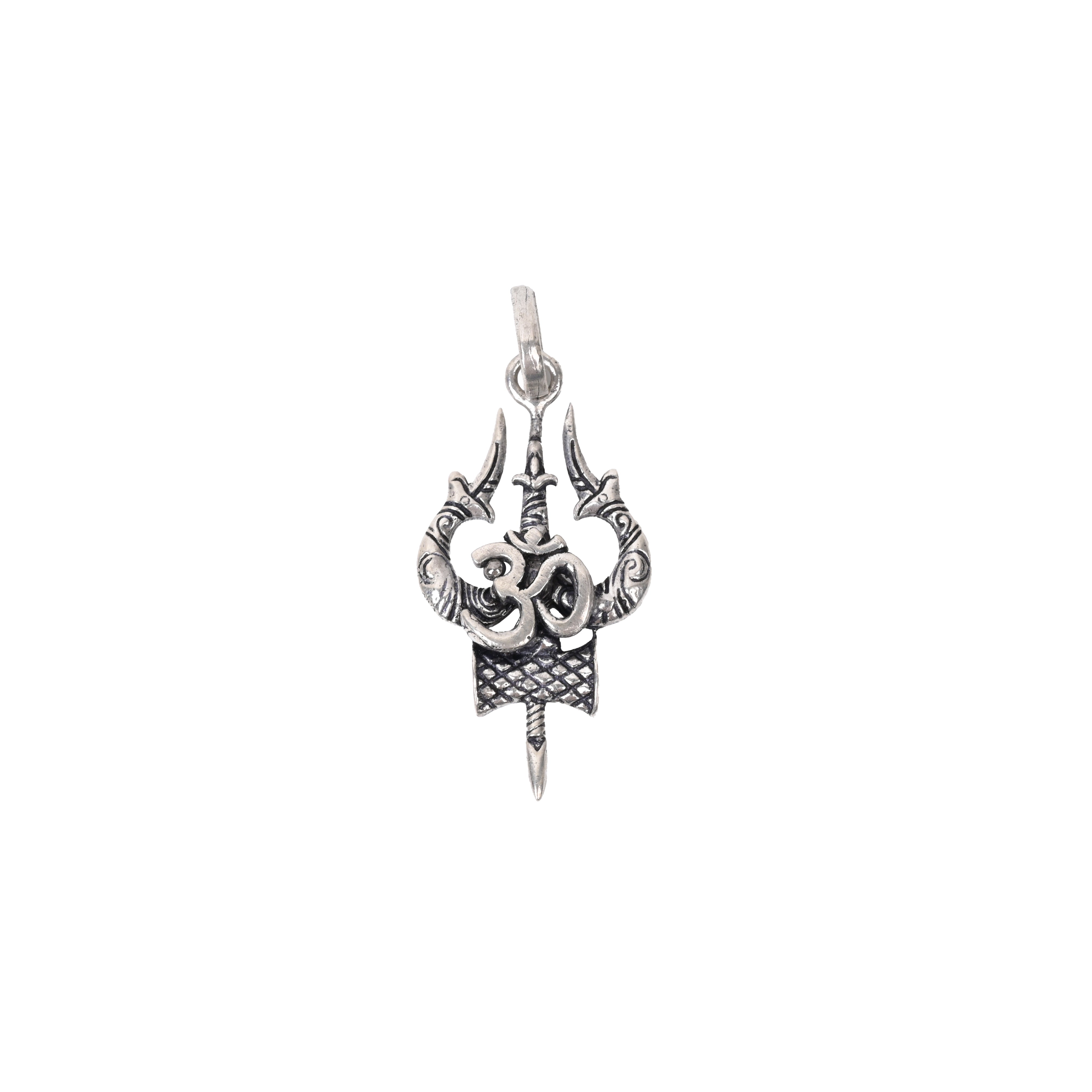 Mahakal Om Trishul Damaru 925 Silver Pendant