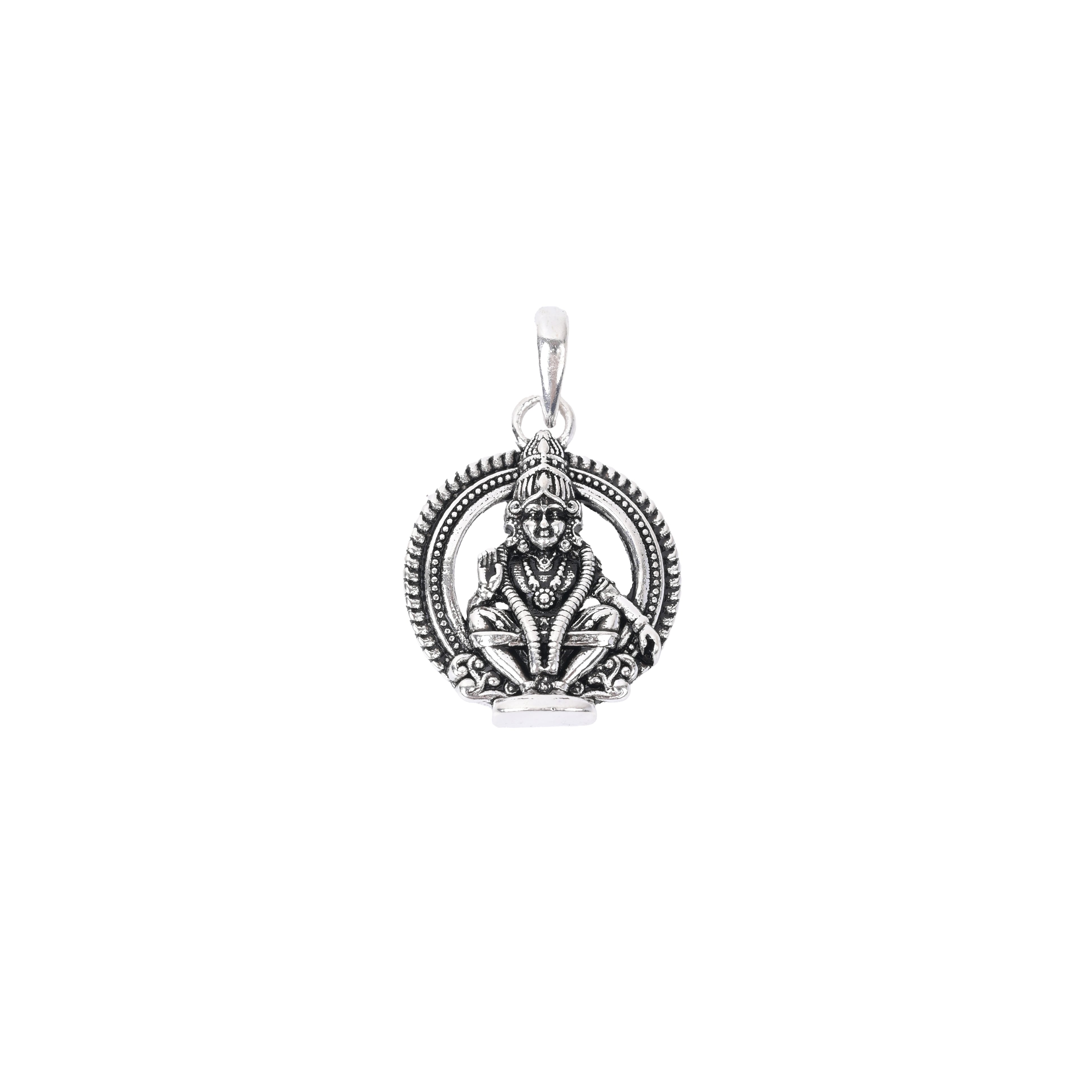 Oxidised Lord Ayyappa 925 Silver Pendant