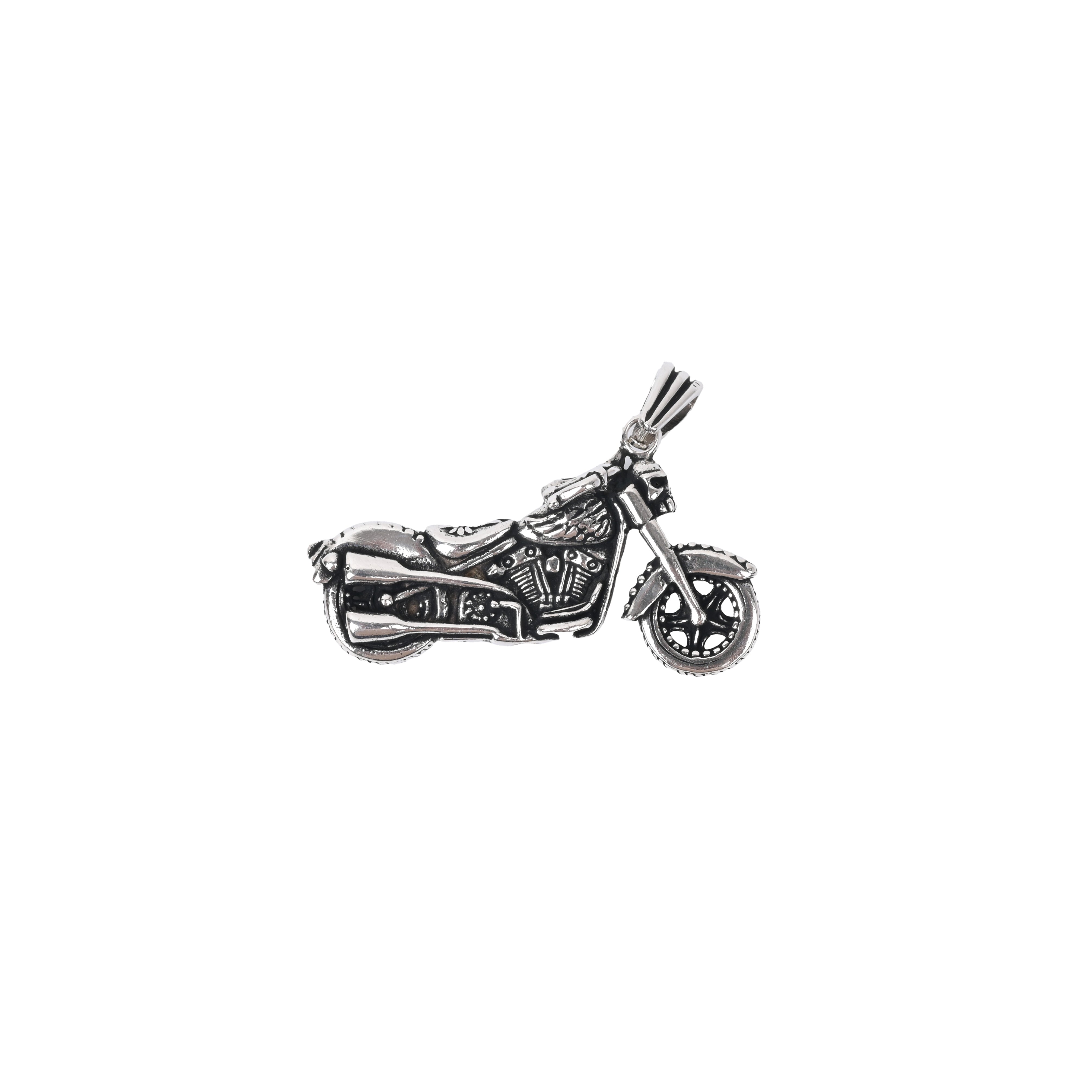 Oxidised Motorbike 925 Silver Pendant