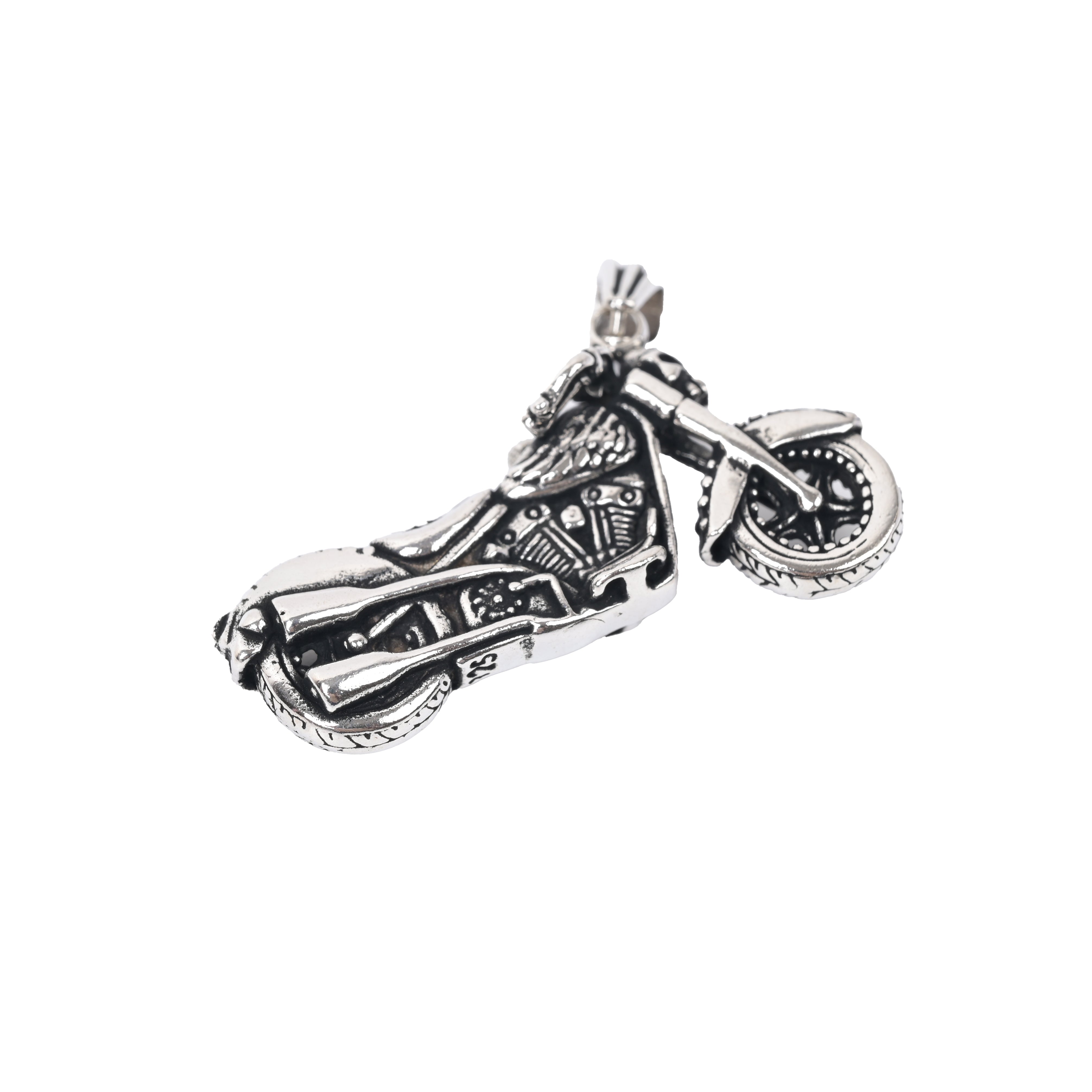 Oxidised Motorbike 925 Silver Pendant