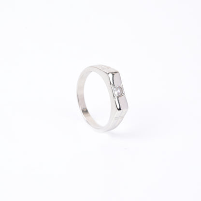 Single Stone Sparkling 925 Silver Ring