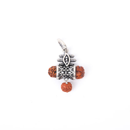 Third Eye and Damru Rudraksha Silver Pendant