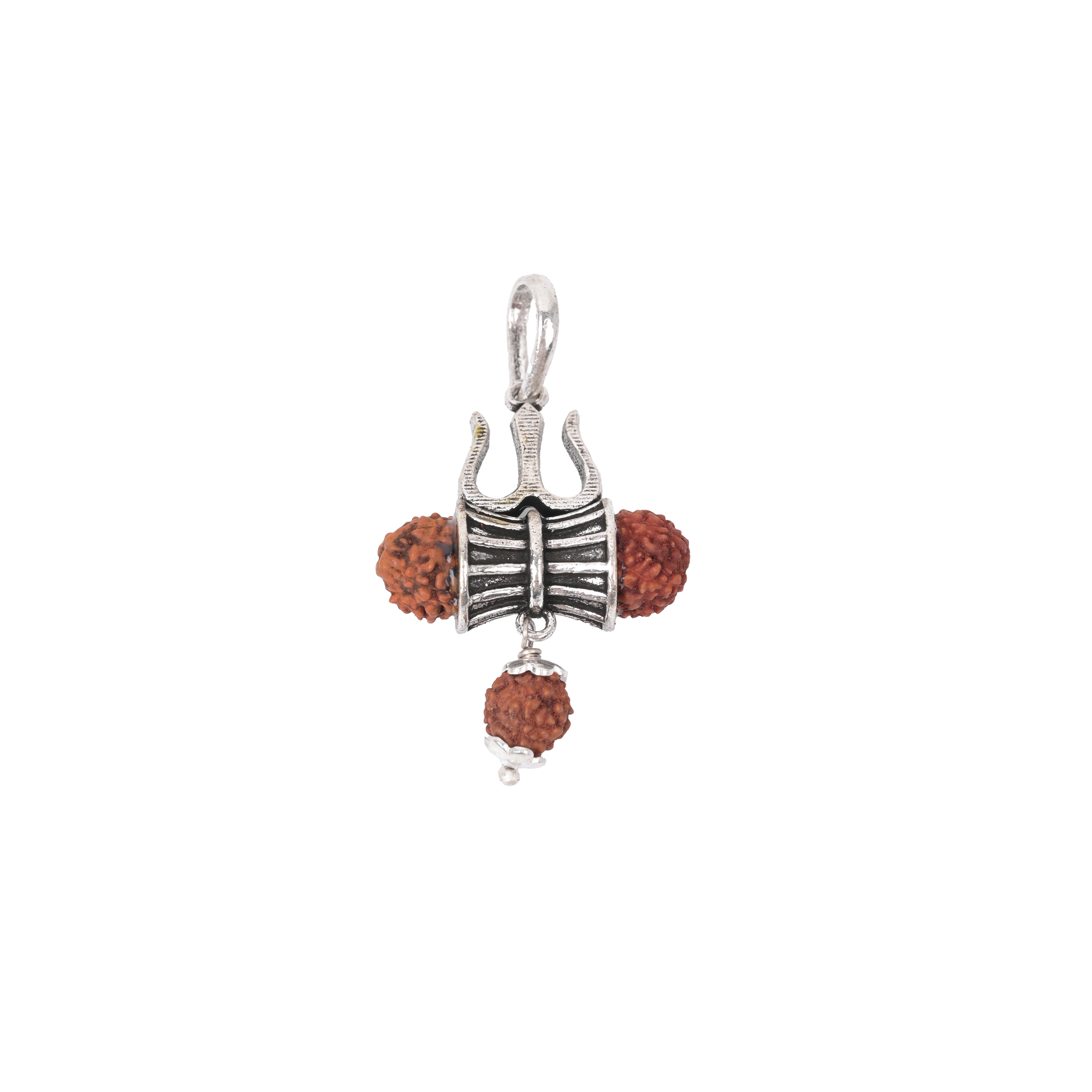 Trishul Damaru Rudraksha 925 Silver Pendant