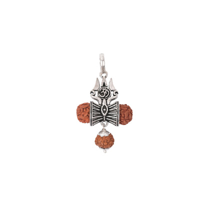 Trishul Om Rudraksha 925 Silver Pendant