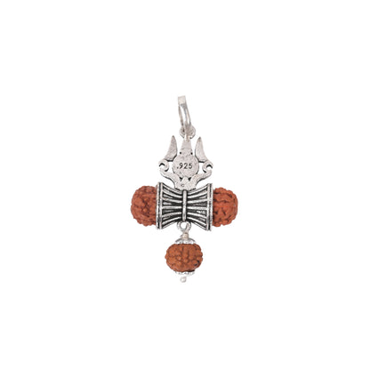 Trishul Om Rudraksha 925 Silver Pendant